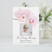 Carte De Remerciements Orchidées roses sur White Funeral Memorial Sympath (Debout devant)