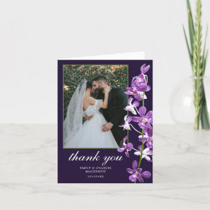 Carte De Remerciements Orchidées violettes, Mariage élégant et moderne