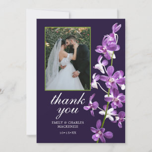 Carte De Remerciements Orchidées violettes, Mariage élégant et moderne