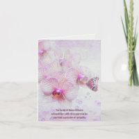 orchids and butterfly sympathy thank yyou