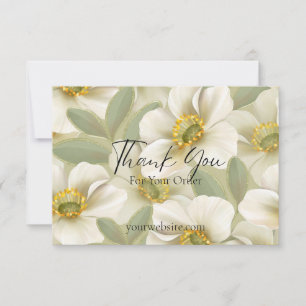 Carte De Remerciements Ordre d'affaires floral vert et blanc