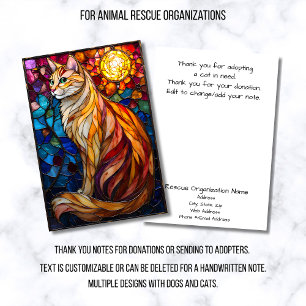 Carte De Remerciements Organisation de sauvetage d'animaux Chat en Verre
