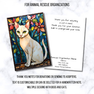 Carte De Remerciements Organisation de sauvetage d'animaux en verre color