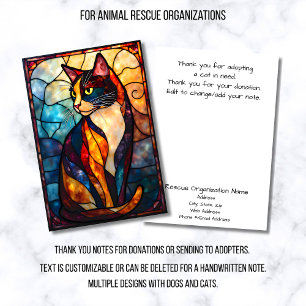 Carte De Remerciements Organisation de sauvetage d'animaux en vitrail Cha