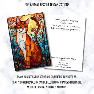 Carte De Remerciements Organisation de sauvetage de chats de style vitrai