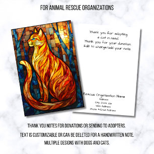 Carte De Remerciements Organisation OrangeChat de sauvetage d'animaux en