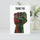 Carte De Remerciements orgueil noir poing vert rouge pan drapeau africain (Debout devant)