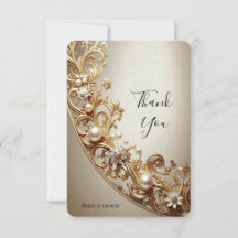 Ornate Gold Flourish Thank You Card