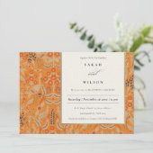 Carte De Remerciements Ornate Rust Orange Floral Peacock Mariage Inviter (Debout devant)