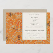 Carte De Remerciements Ornate Rust Orange Floral Peacock Mariage Inviter (Devant / Derrière)