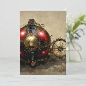 Carte De Remerciements Ornement Steampunk avec roues (Debout devant)