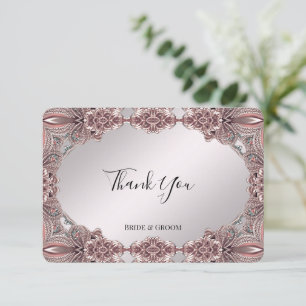 Carte de remerciements ornementale rose