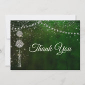 Carte De Remerciements Ornements verts chic élégants (Devant)