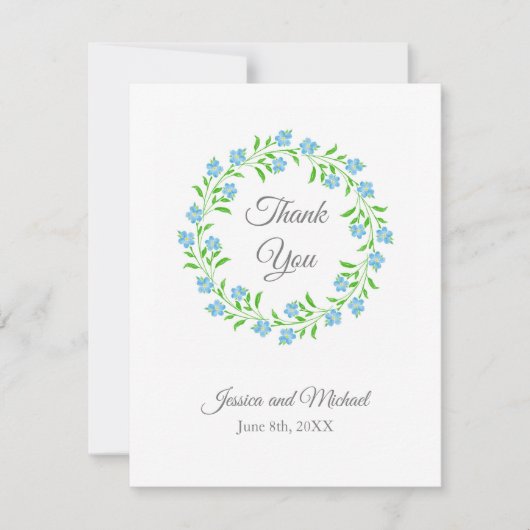 Carte De Remerciements Oubliez-moi non aquarelle Floral Wreath (Devant)