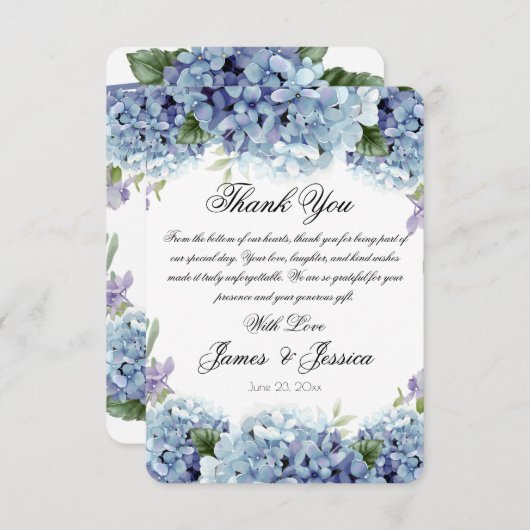 Carte De Remerciements Oubliez-Moi-Pas Fleurs Aquarelle Mariage élégant (Devant / Derrière)