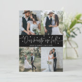 Carte De Remerciements Our Hearts Are Full Wedding Photo Black (Debout devant)