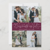 Carte De Remerciements Our Hearts Are Full Wedding Photo Cranberry (Devant)