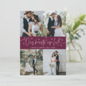 Carte De Remerciements Our Hearts Are Full Wedding Photo Cranberry (Debout devant)