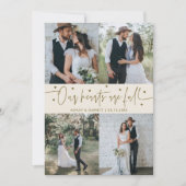 Carte De Remerciements Our Hearts Are Full Wedding Photo Cream (Devant)