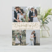 Carte De Remerciements Our Hearts Are Full Wedding Photo Cream (Debout devant)