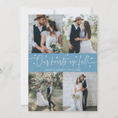 Carte De Remerciements Our Hearts Are Full Wedding Photo Denim Blue (Devant)