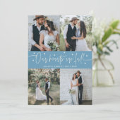 Carte De Remerciements Our Hearts Are Full Wedding Photo Denim Blue (Debout devant)