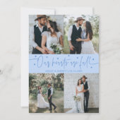 Carte De Remerciements Our Hearts Are Full Wedding Photo Icy Blue (Devant)
