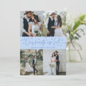 Carte De Remerciements Our Hearts Are Full Wedding Photo Icy Blue (Debout devant)