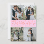 Carte De Remerciements Our Hearts Are Full Wedding Photo Orange Pink (Devant)