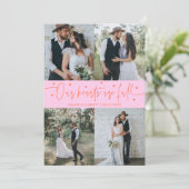 Carte De Remerciements Our Hearts Are Full Wedding Photo Orange Pink (Debout devant)