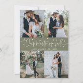 Carte De Remerciements Our Hearts Are Full Wedding Photo Sage Green (Devant)