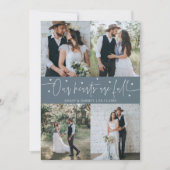 Carte De Remerciements Our Hearts Are Full Wedding Photo Slate Blue (Devant)