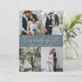 Carte De Remerciements Our Hearts Are Full Wedding Photo Slate Blue (Debout devant)
