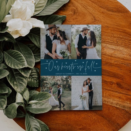 Carte De Remerciements Our Hearts Are Full Wedding Photo Teal
