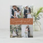 Carte De Remerciements Our Hearts Are Full Wedding Photo Terracotta (Debout devant)