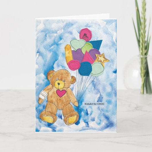 Carte De Remerciements Ours avec ballons - Enfants Art pour CHOC (Devant)
