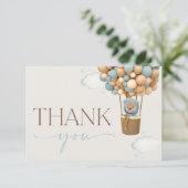 Carte De Remerciements Ours, Ballons Bleus, Ballons à Air Chaud, Baby sho (Debout devant)