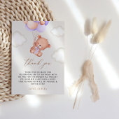 Carte De Remerciements Ours De Bébé, Ballons Violets, Premier Anniversair
