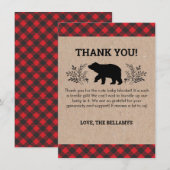 Carte de remerciements Ours de bûcheron (Devant / Derrière)