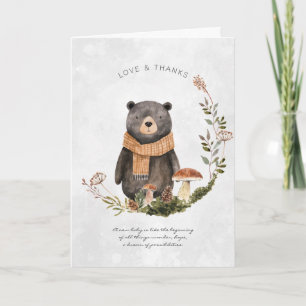 Carte De Remerciements Ours de la forêt automnale Shower de bébé