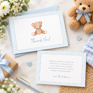 Carte De Remerciements Ours en aquarelle Baby Boy Baby Shower
