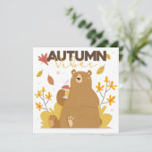 Carte De Remerciements Ours en Café d'Automne (Debout devant)