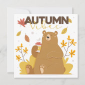 Carte De Remerciements Ours en Café d'Automne (Devant)