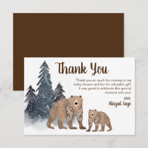 Carte De Remerciements Ours en forêt d'hiver Scandi Baby shower neutre