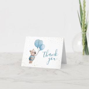 Carte De Remerciements Ours en peluche aquarelle avec ballons