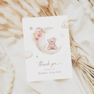 Carte De Remerciements Ours en peluche au-dessus de la lune Baby Shower N