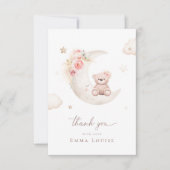 Carte De Remerciements Ours en peluche au-dessus de la lune Fête de bébé (Devant)