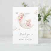 Carte De Remerciements Ours en peluche au-dessus de la lune Fête de bébé (Debout devant)