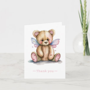 Carte De Remerciements Ours en peluche avec ailes