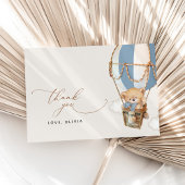 Carte De Remerciements Ours en peluche, Bleu à air chaud, Baby shower